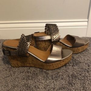 CASLON | Bronze Leather Cork Wedge